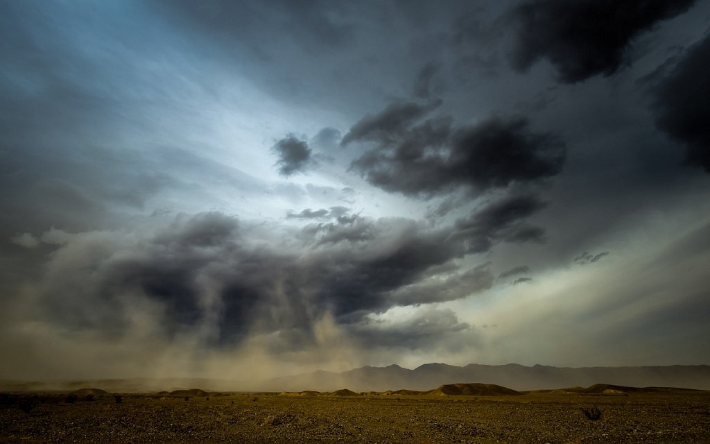 Dancing sand over Death Valley